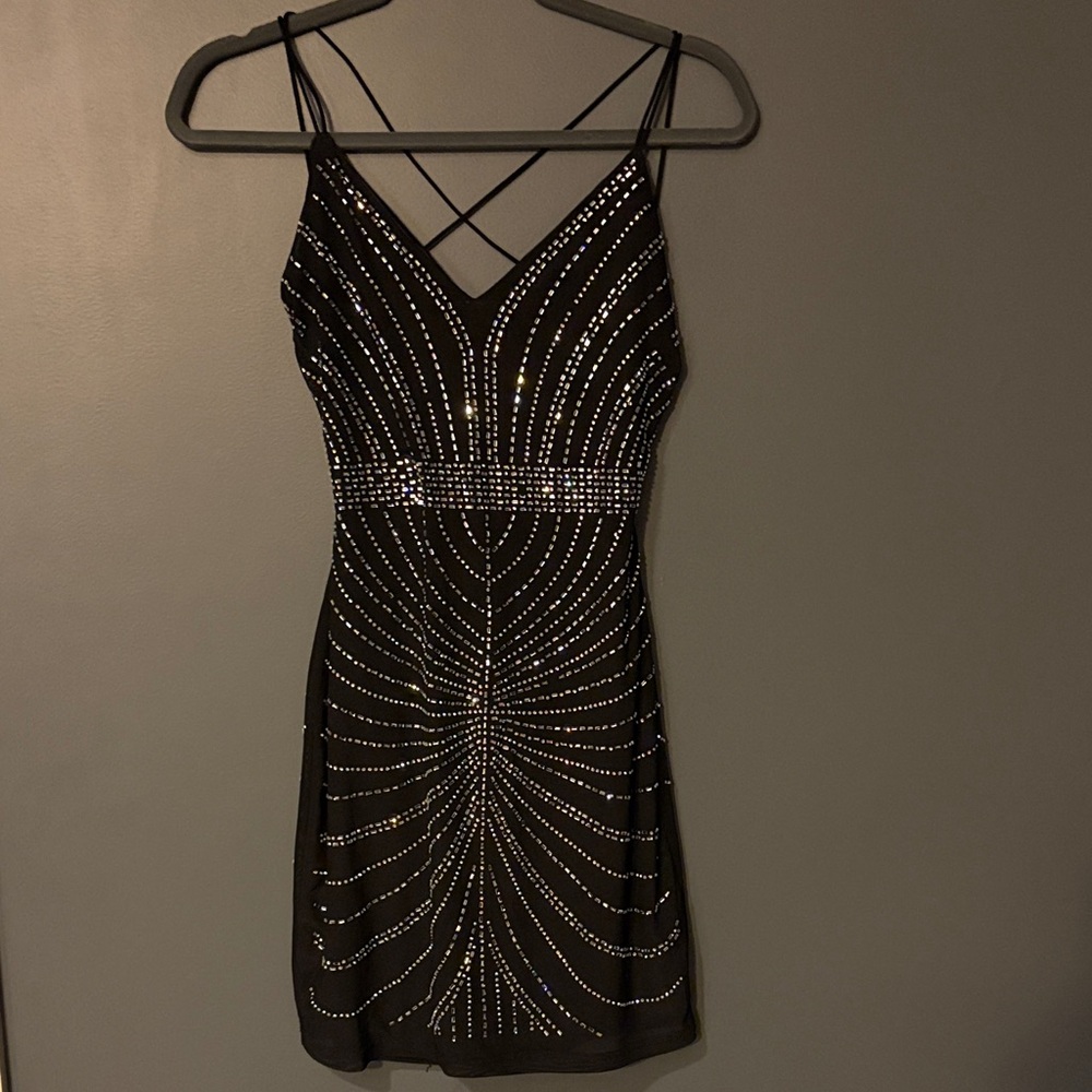 Windsor Black Mini Dress with Sparkling Accents